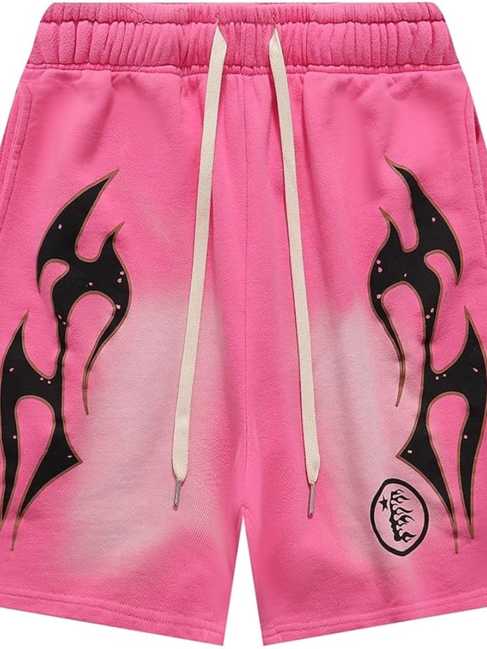 Pink Flame Graphic Men’s Athletic Shorts with Drawstring
